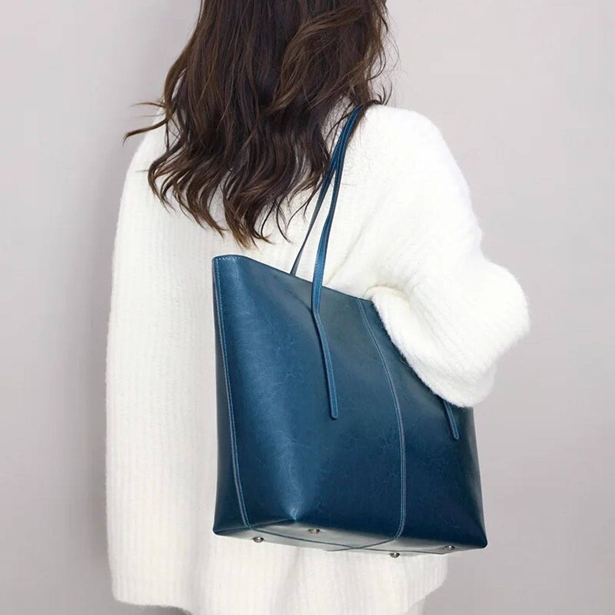 PUREPOWER - Bolso de hombro de moda de cuero genuino para mujer
