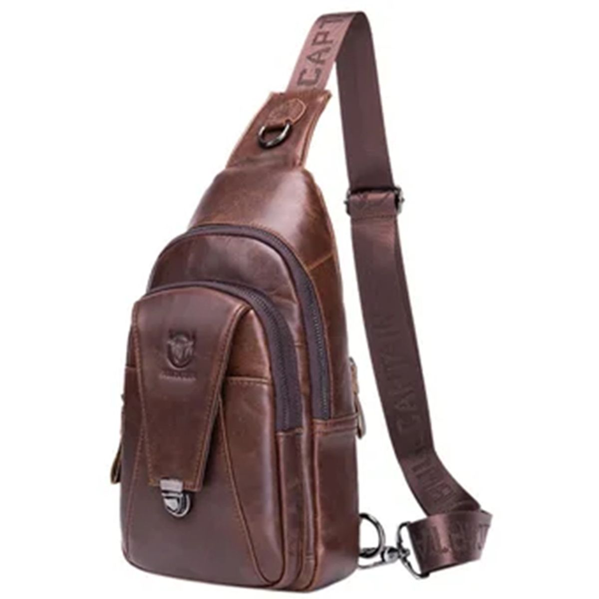 PUREPOWER - Bolso bandolera de cuero genuino para hombre en el pecho