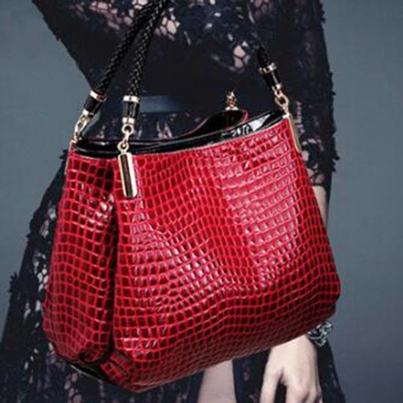 PUREPOWER - Bolsos de cuero de grano de cocodrilo para mujer Bolso de