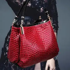 PUREPOWER - Bolsos de cuero de grano de cocodrilo para mujer Bolso de