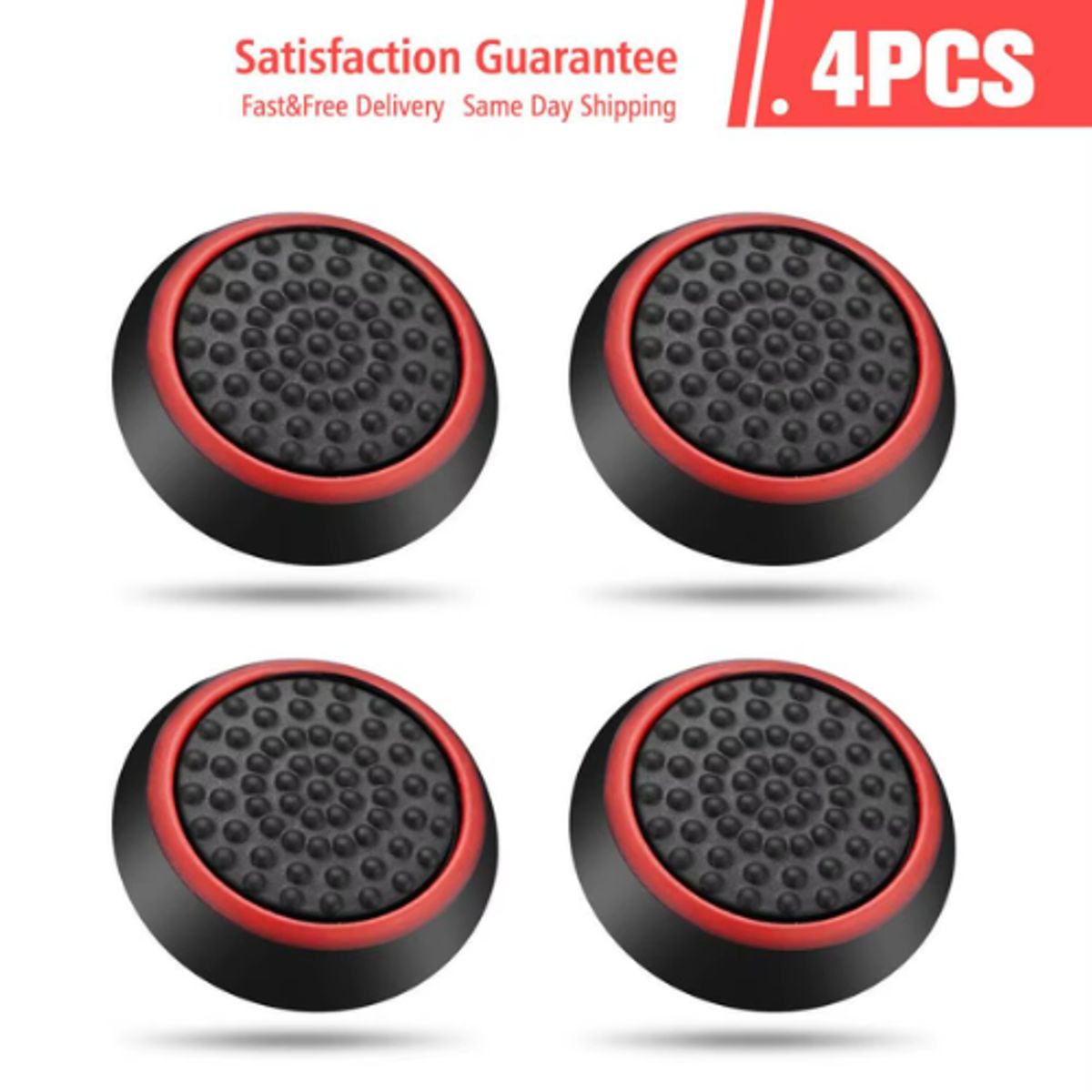 GENERICO - PACK DE 4 GOMAS -  PROTECTOR ANALOGOS PS4/PS5/XBOX ROJO