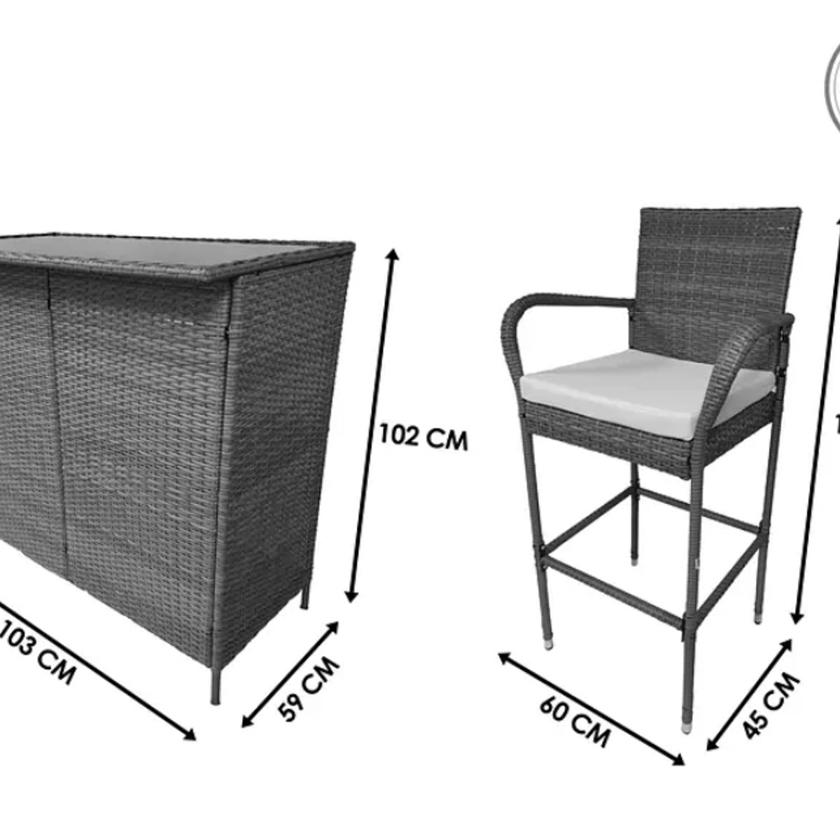 EL BARCO - Juego Terraza Bar Florida 2 Pers