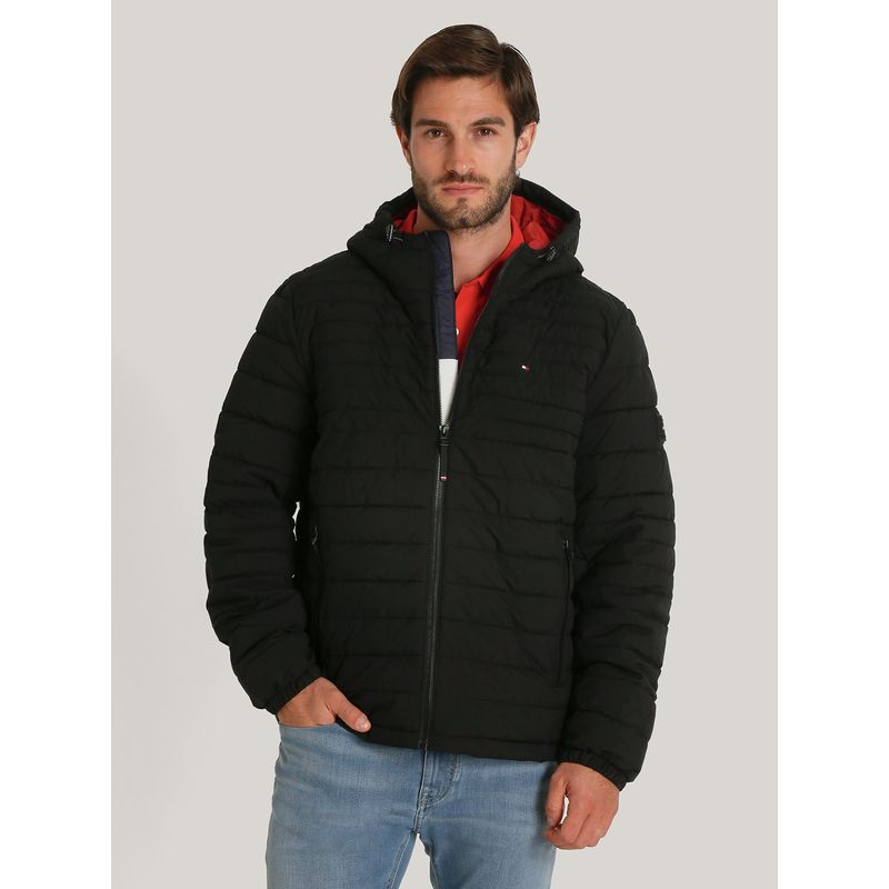 TOMMY HILFIGER - Parka Hoodie Solid Con Cierre Negro Tommy Hilfiger