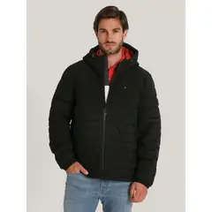 TOMMY HILFIGER - Parka Hoodie Solid Con Cierre Negro