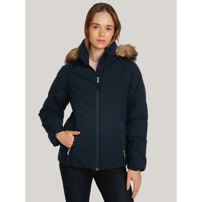 TOMMY HILFIGER - Parka Acolchada Con Gorro Teddy Azul Tommy Hilfiger