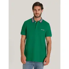 TOMMY HILFIGER - Polo Con Cuello A Contraste Regular Fit Verde