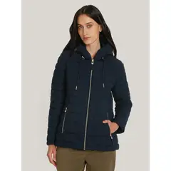 TOMMY HILFIGER - Parka Acolchada Ligera Con Gorro Azul