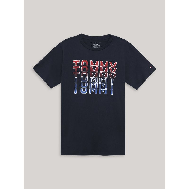 TOMMY HILFIGER - Polera De Niño Flutter Graphic Logo Azul Tommy Hilfiger