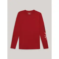 TOMMY HILFIGER - Polera De Niño Con Logo Script Rojo