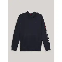 TOMMY HILFIGER - Polerón Hoodie De Niño Solid Logo Script Azul