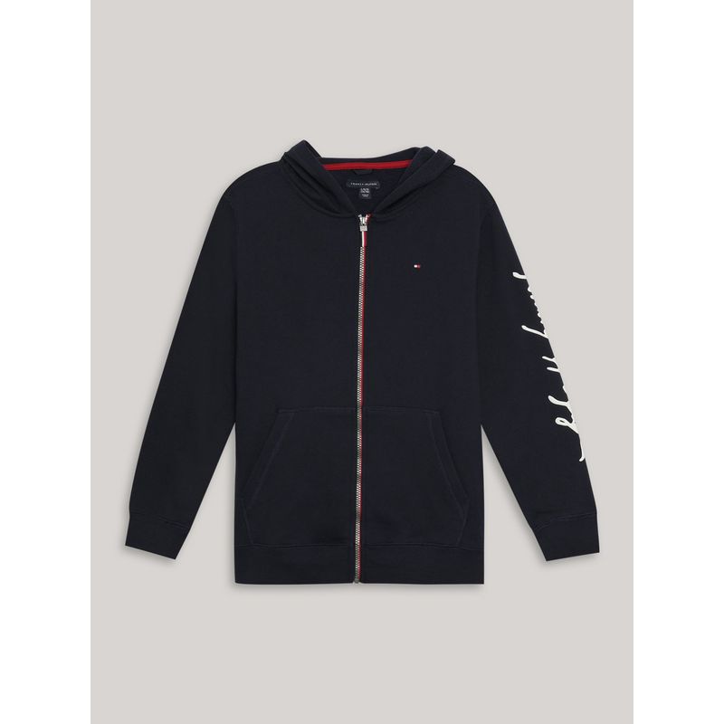 TOMMY HILFIGER - Polerón Hoodie De Niño Con Logo Script Azul Tommy Hilfiger