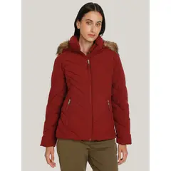 TOMMY HILFIGER - Parka Acolchada Con Gorro Teddy Rojo