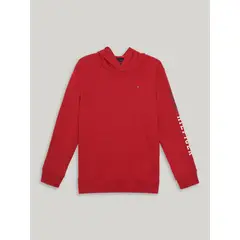 TOMMY HILFIGER - Polerón Hoodie De Niño Solid Logo Script Rojo