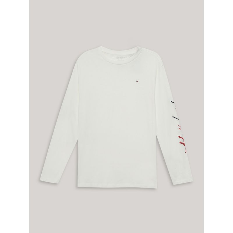 TOMMY HILFIGER - Polera De Niño Con Logo Script Blanco Tommy Hilfiger