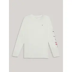 TOMMY HILFIGER - Polera De Niño Con Logo Script Blanco