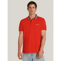 TOMMY HILFIGER - Polo Con Cuello A Contraste Regular Fit Rojo