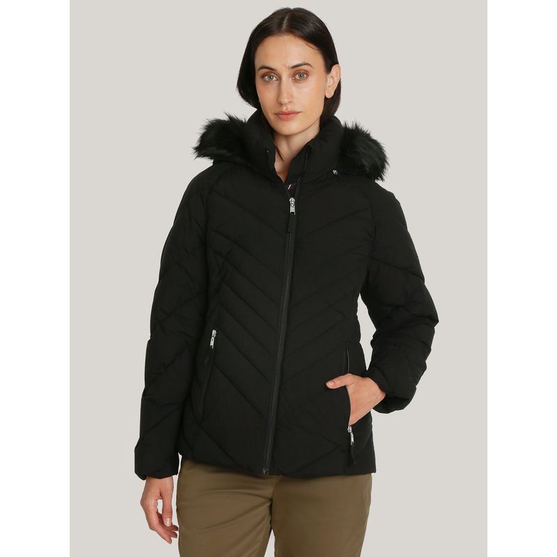 TOMMY HILFIGER - Parka Acolchada Con Gorro Teddy Negro Tommy Hilfiger