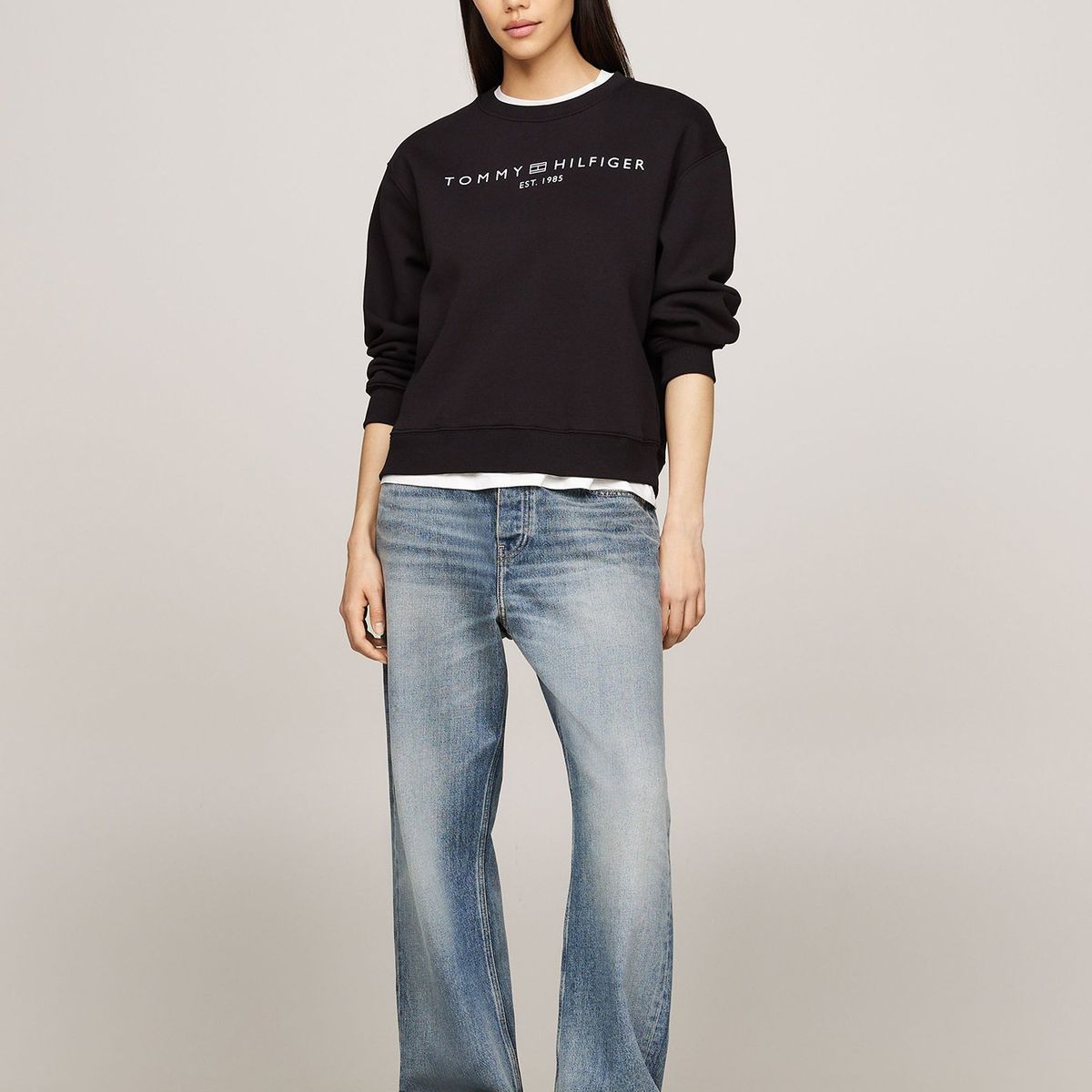 TOMMY HILFIGER - Polerón Modern Con Logo Negro Tommy Hilfiger