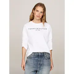 TOMMY HILFIGER - Polera Con Logo Corporate Solid Blanco