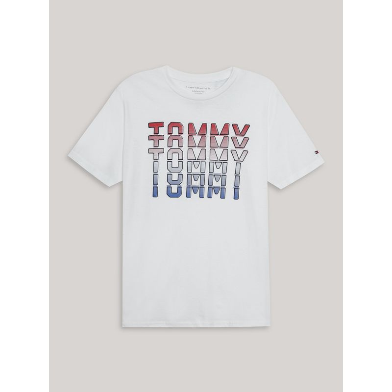 TOMMY HILFIGER - Polera De Niño Flutter Graphic Logo Blanco Tommy Hilfiger