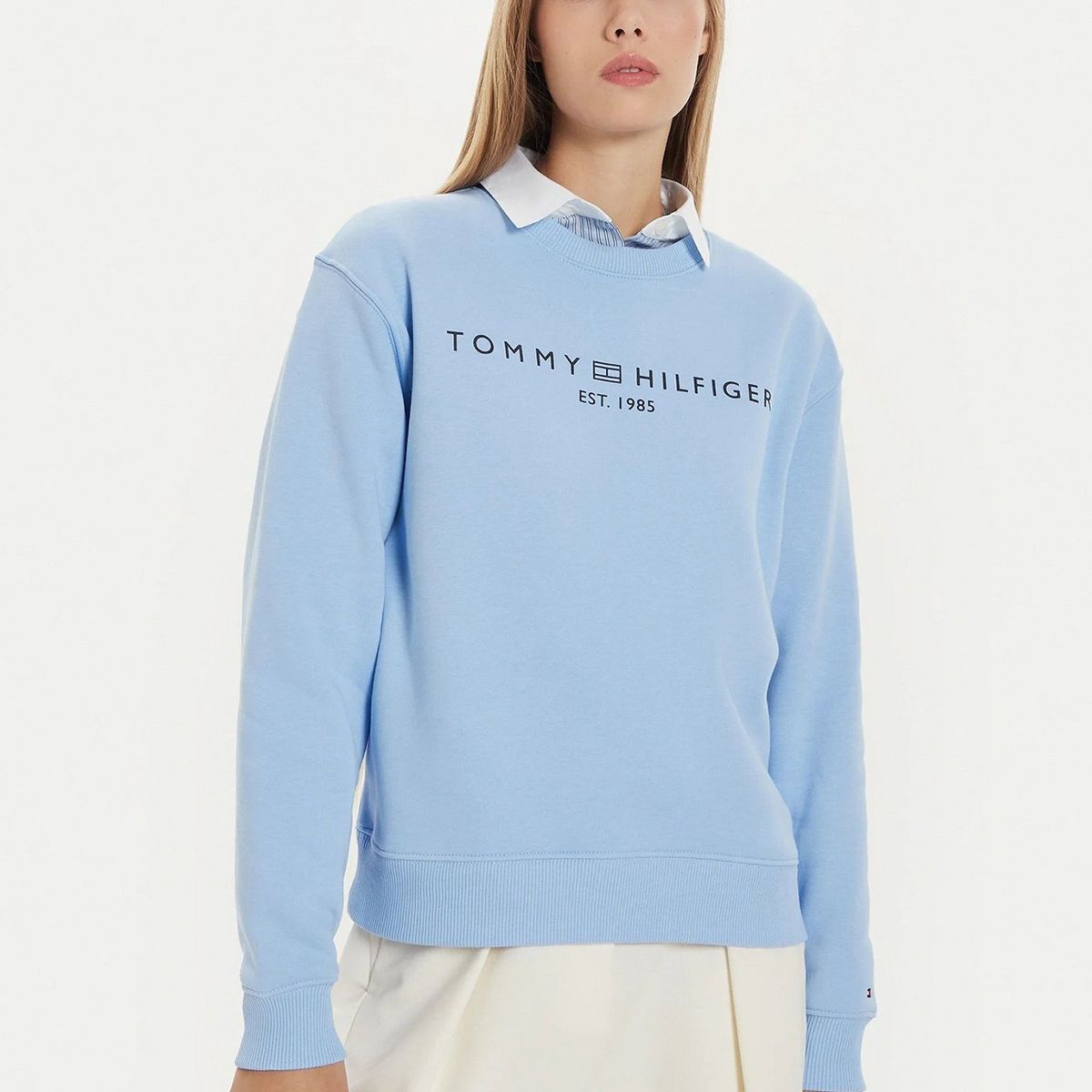 TOMMY HILFIGER - Polerón Modern Con Logo Celeste Tommy Hilfiger