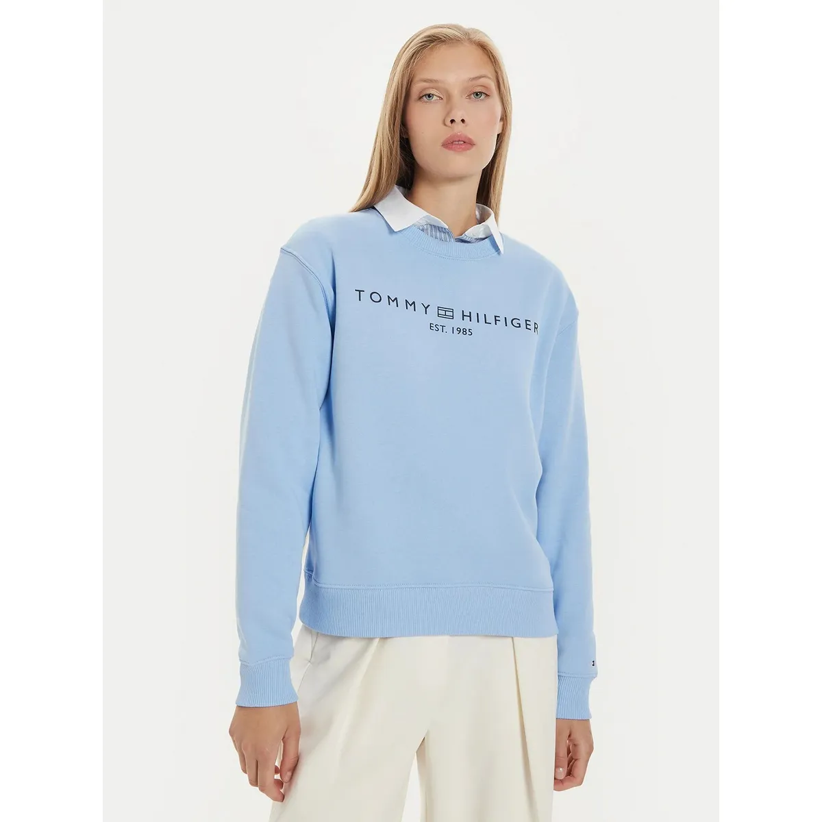 TOMMY HILFIGER - Polerón Modern Con Logo Celeste Tommy Hilfiger