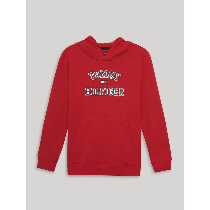 TOMMY HILFIGER - Polerón Hoodie De Niño Con Logo Varsity Rojo Tommy Hilfiger