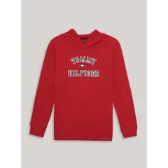 TOMMY HILFIGER - Polerón Hoodie De Niño Con Logo Varsity Rojo