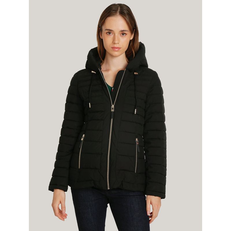 TOMMY HILFIGER - Parka Acolchada Ligera Con Gorro Negro Tommy Hilfiger