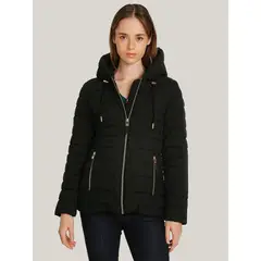 TOMMY HILFIGER - Parka Acolchada Ligera Con Gorro Negro