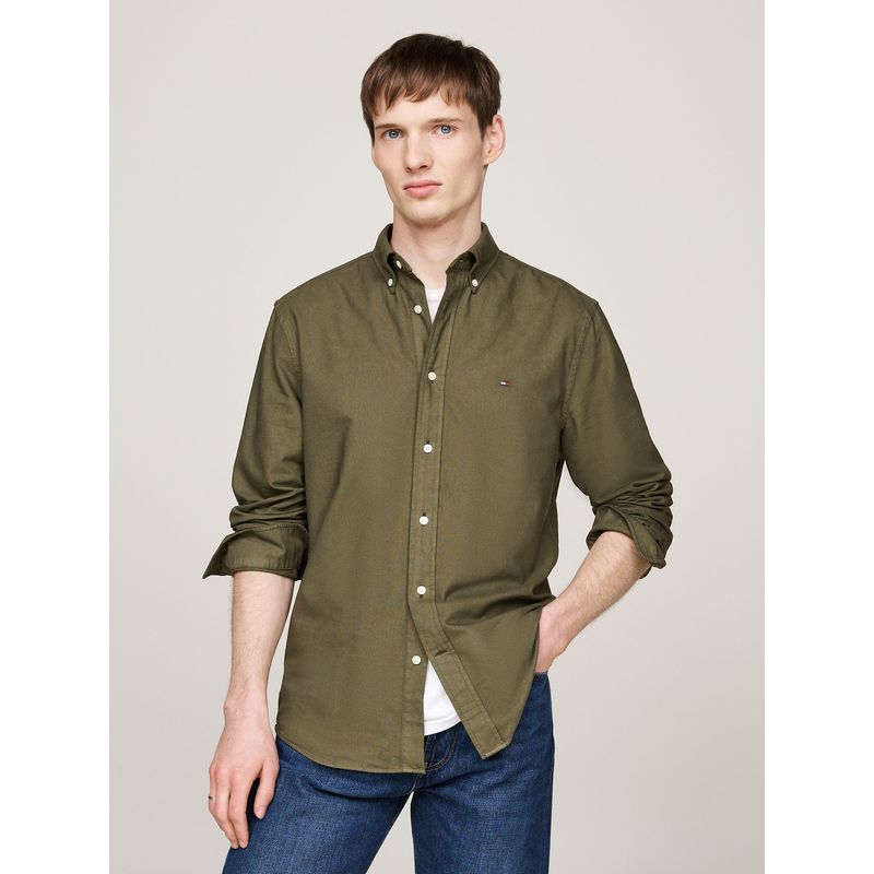 TOMMY HILFIGER - Camisa Oxford Regular Fit Verde Tommy Hilfiger