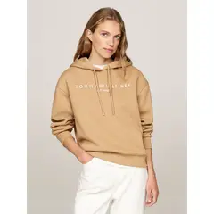 TOMMY HILFIGER - Polerón Hoodie Con Logo Bordado Beige