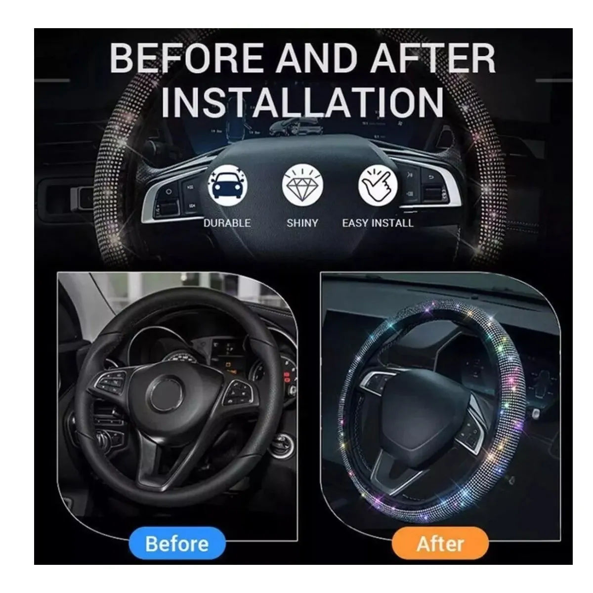 GENERICO - Funda Cubre Volantes Acsesorios Para Auto Diamante Redondo