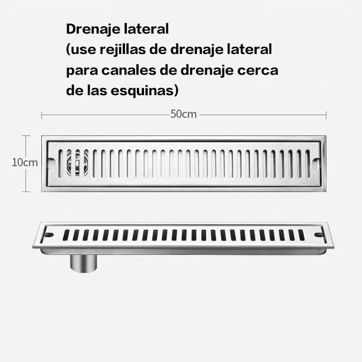 PUREPOWER - Rejilla De Cubierta Drenaje Piso Ducha Acero Inoxid 10×50cm