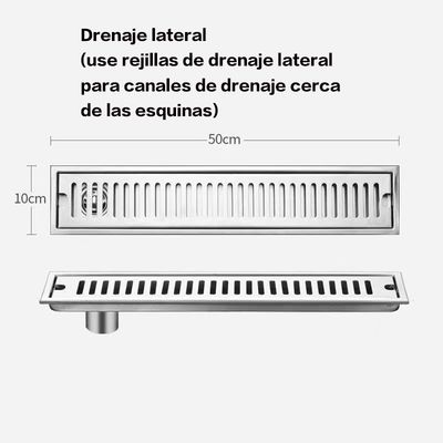 Imagen 2 del producto Rejilla De Cubierta Drenaje Piso Ducha Acero Inoxid 10×50cm