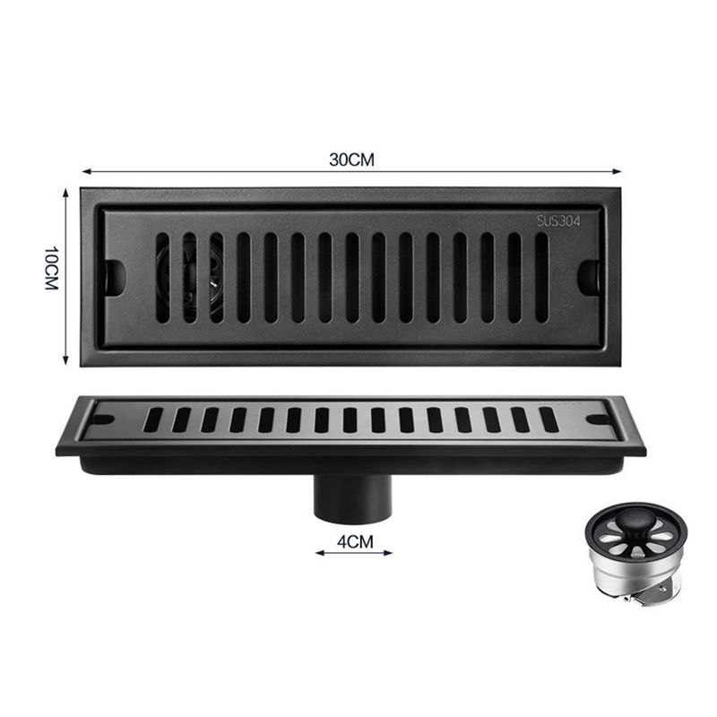 PUREPOWER - Desagüe Ducha Piso Acero Inoxidable 304 Negro Mate 10x 30cm