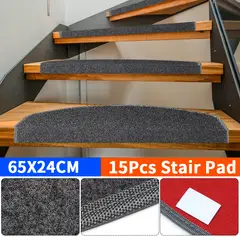 PUREPOWER - Alfombra Escalera Juego De 15 Alfombrillas Antidesliz-Gris oscuro
