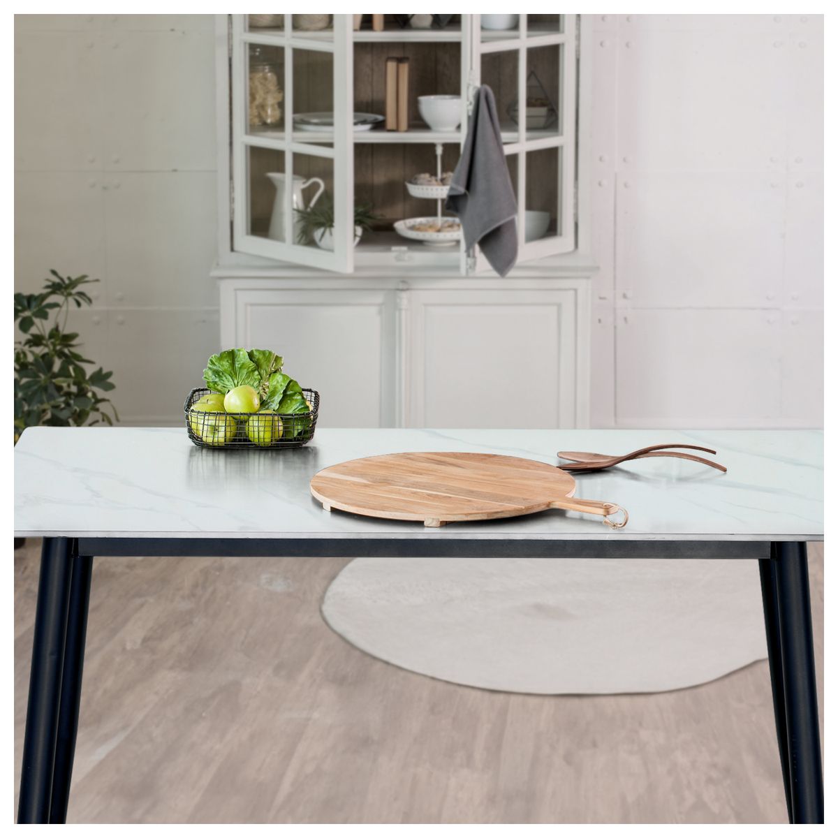 NOVAHUS - Mesa Comedor Estilo Marmol Blanco 73x121x72 cm