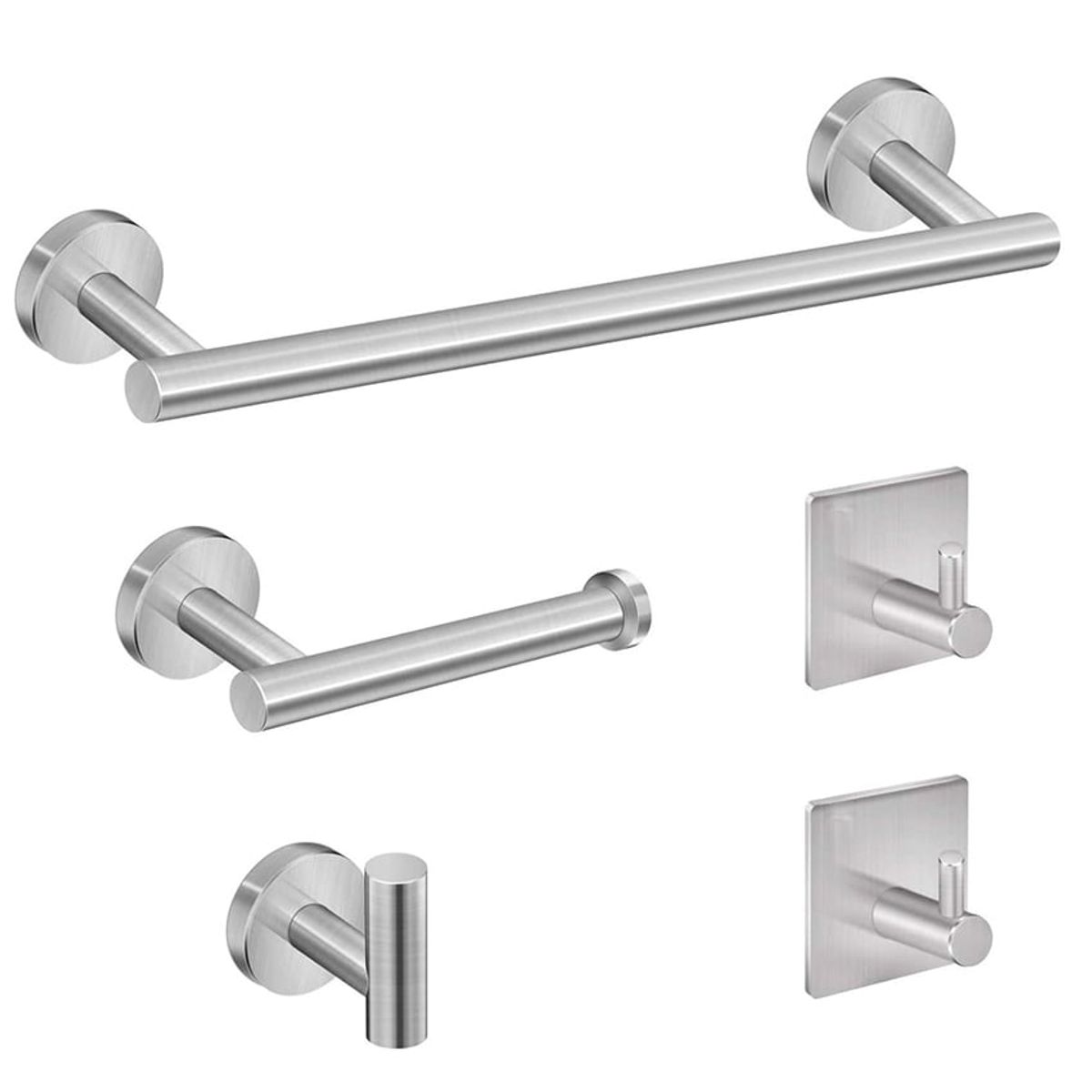 PUREPOWER - Juego De Accesorios Baño Negro Toallero Ganchos Para Toallas-Plata