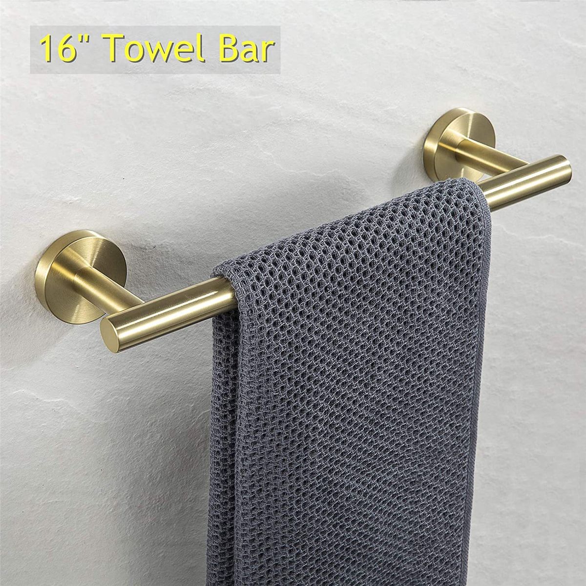 PUREPOWER - Juego De Accesorios Baño Negro Toallero Ganchos Para Toallas-Dorado