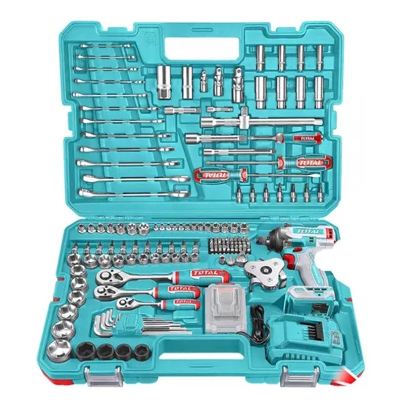 TOTAL TOOLS - Nuevo Kit Llave De Impacto 20v + Herramientas - 152 Piezas Total.
