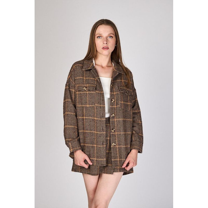 ECLIPSE - Chaqueta Cuadros Javiera Café Eclipse