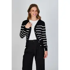 ECLIPSE - Cardigan con Líneas Milagros Negro