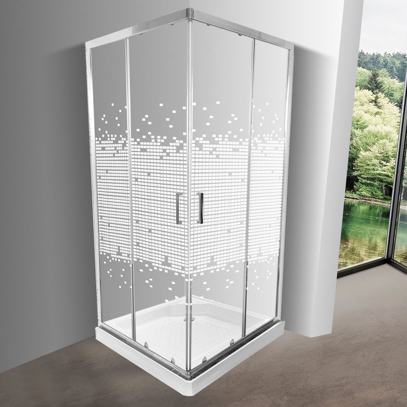 JOYTEK - Shower Door Elegant Joytek Mosaico Blanco con Receptáculo  90x90 cm
