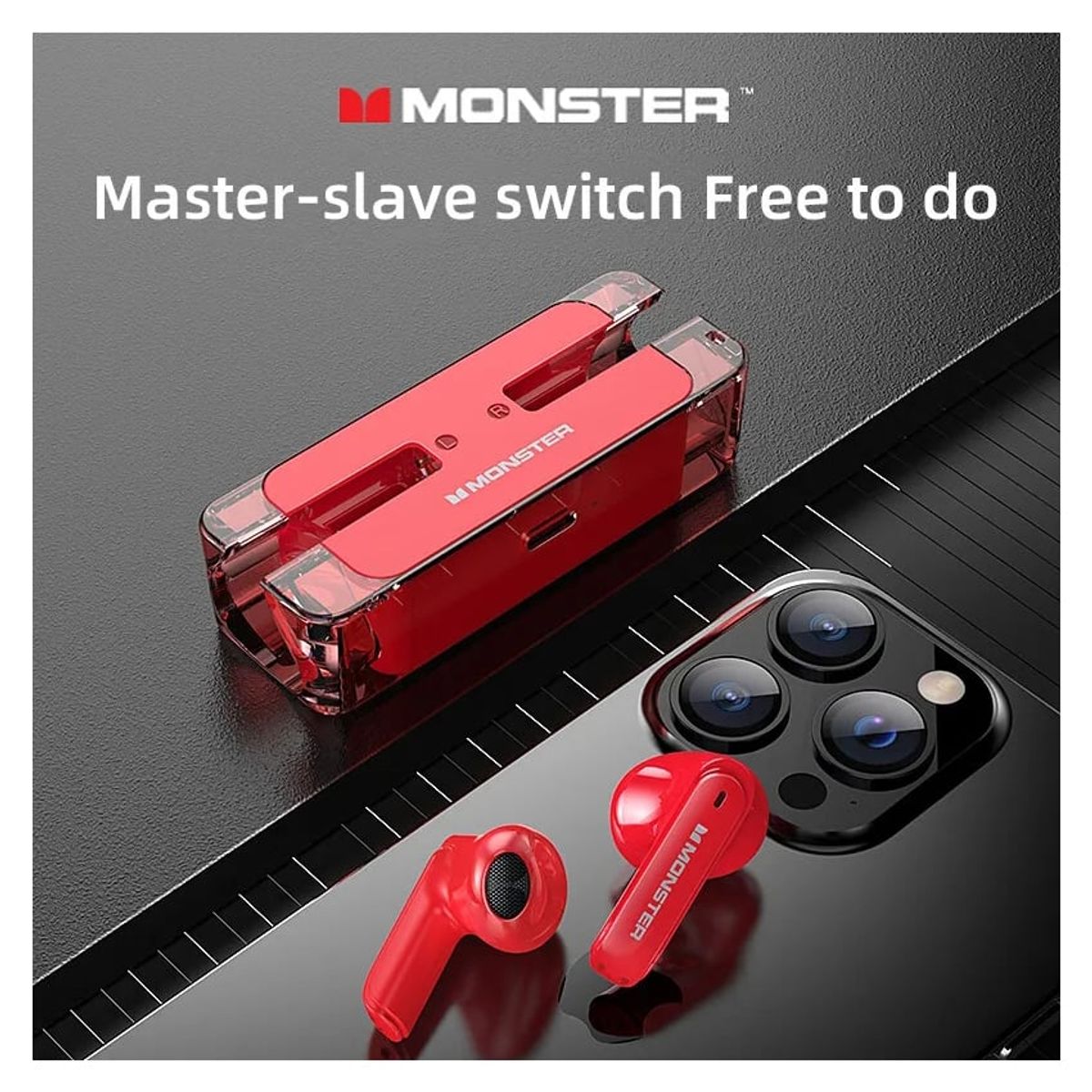 MONSTER - Audífonos Gamer inalámbricos XKT08 Monster - Rojo