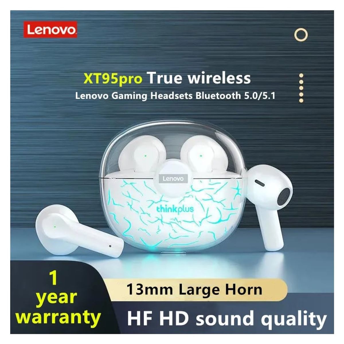 LENOVO - Audífonos inalámbricos XT95 Pro Lenovo + Micrófono - Blanco