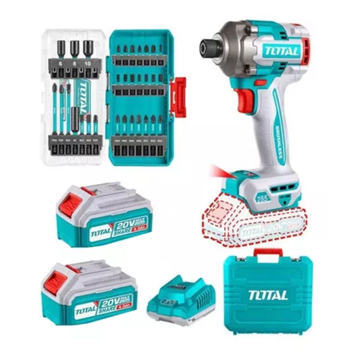 Atornillador De Impacto Inalambrico 14 20v + Puntas Total, marca TOTAL TOOLS - Foto Principal