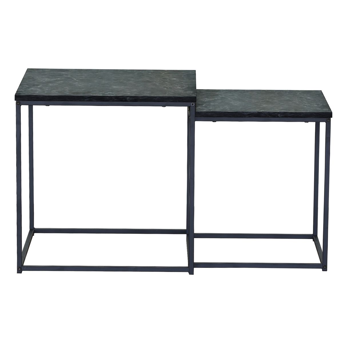NOVAHUS - Set Mesas Laterales Estilo Marmol Negro