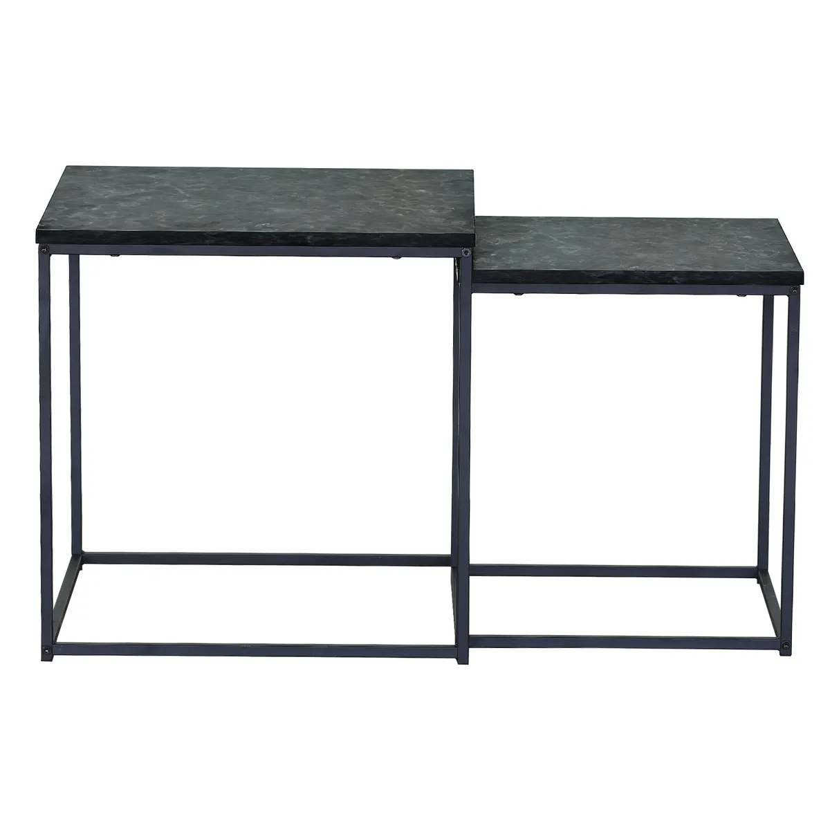 NOVAHUS - Set Mesas Laterales Estilo Marmol Negro