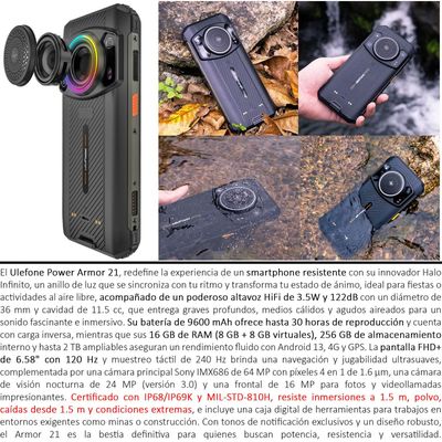 Imagen 2 del producto Power Armor 21 - Smartphone Resistente con Sonido HiFi y Halo Infinito